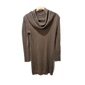 Kerisma Womens Brown Sweater Dress Cashmere Ribbed Knit Cowl Neck M Long Sleeve
